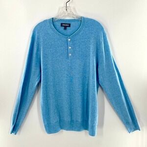 Bonobos Mens Slim Fit Light Blue Knit Henley Sweater‎ Long Sleeve Size L
